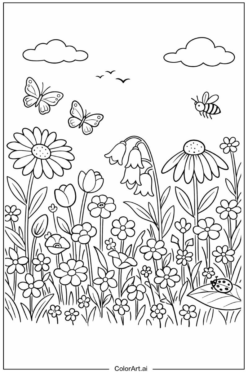 Wildflowers Floral Scene