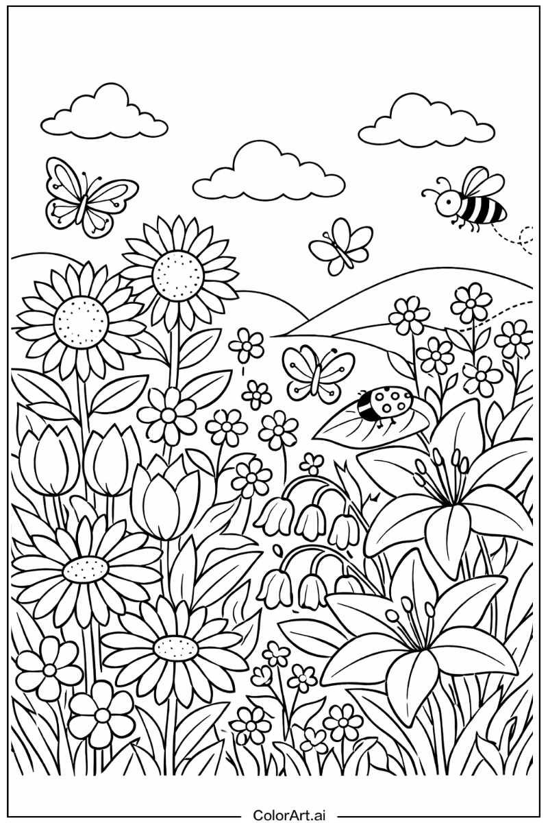 Botanical Floral Scene