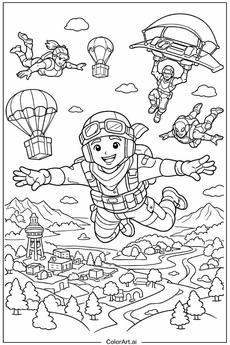 Skydiving Fortnite Scene