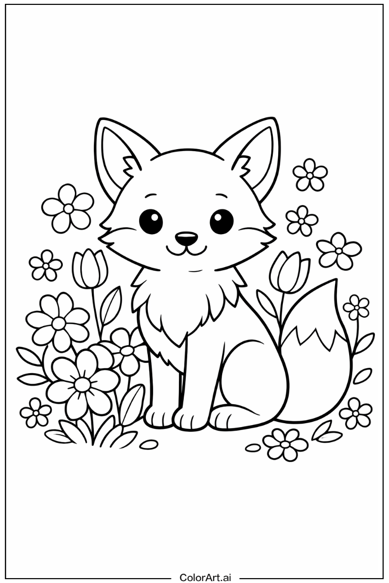 Fox with Flowers 2