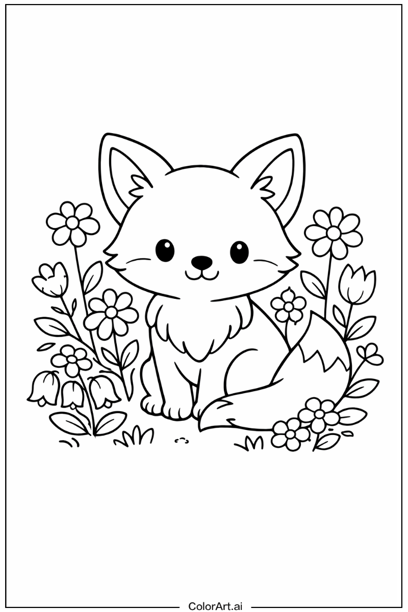 Fox with Flowers 3