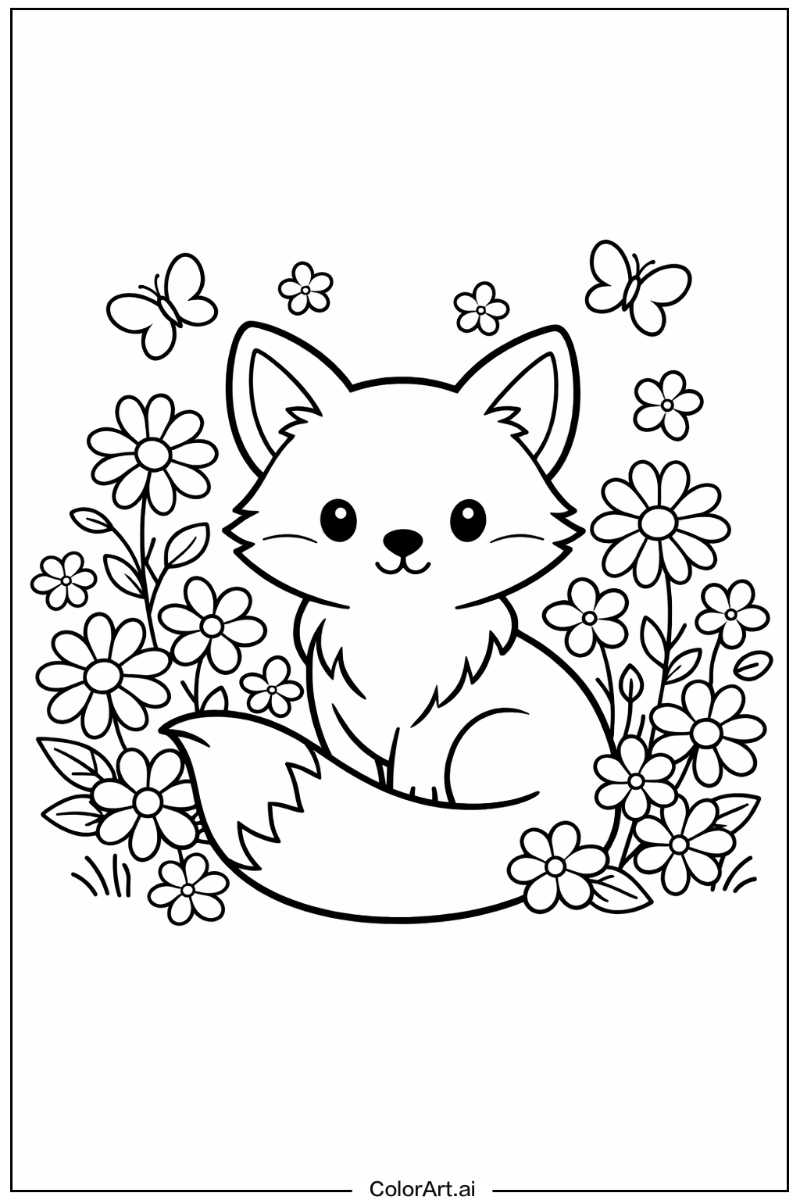 Fox with Flowers 4