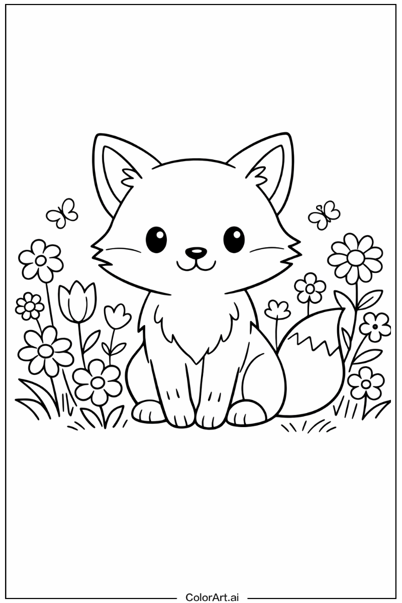 Fox with Flowers 5