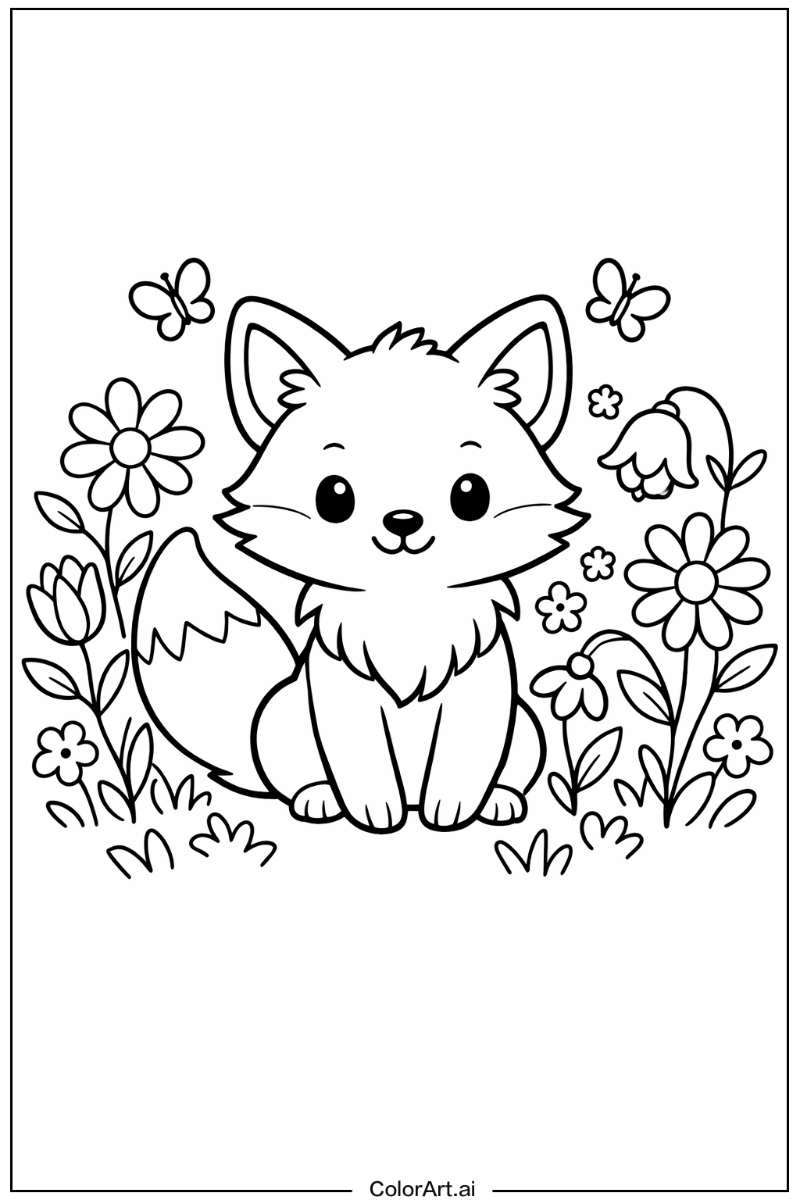 Fox with Flowers
