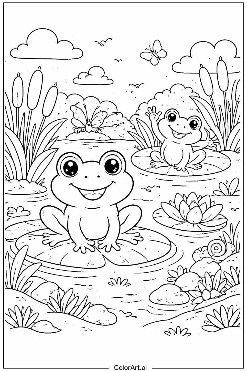 Cartoon frog Frog Scene
