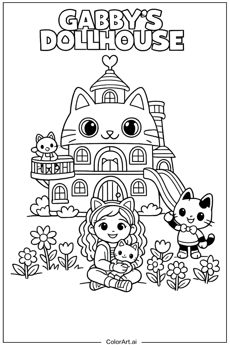 gabby's dollhouse with Flowers 2