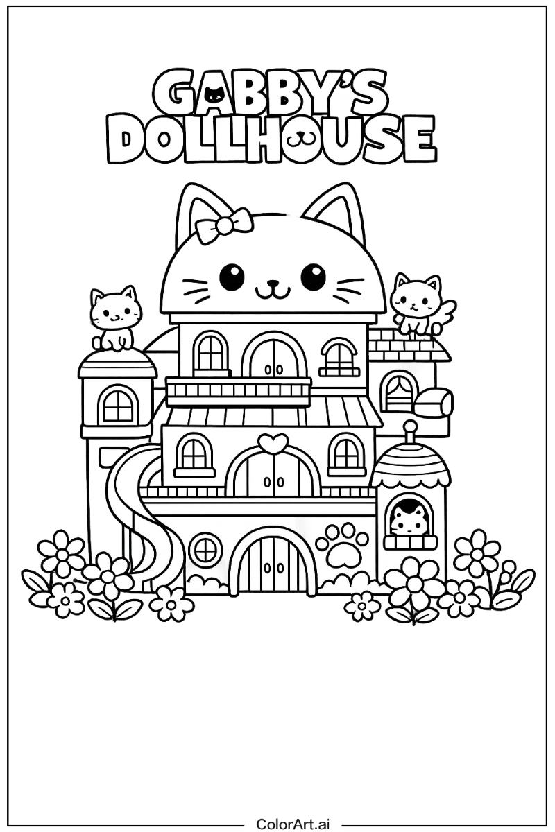 gabby's dollhouse with Flowers 4