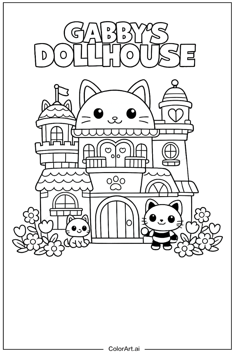 gabby's dollhouse with Flowers 1