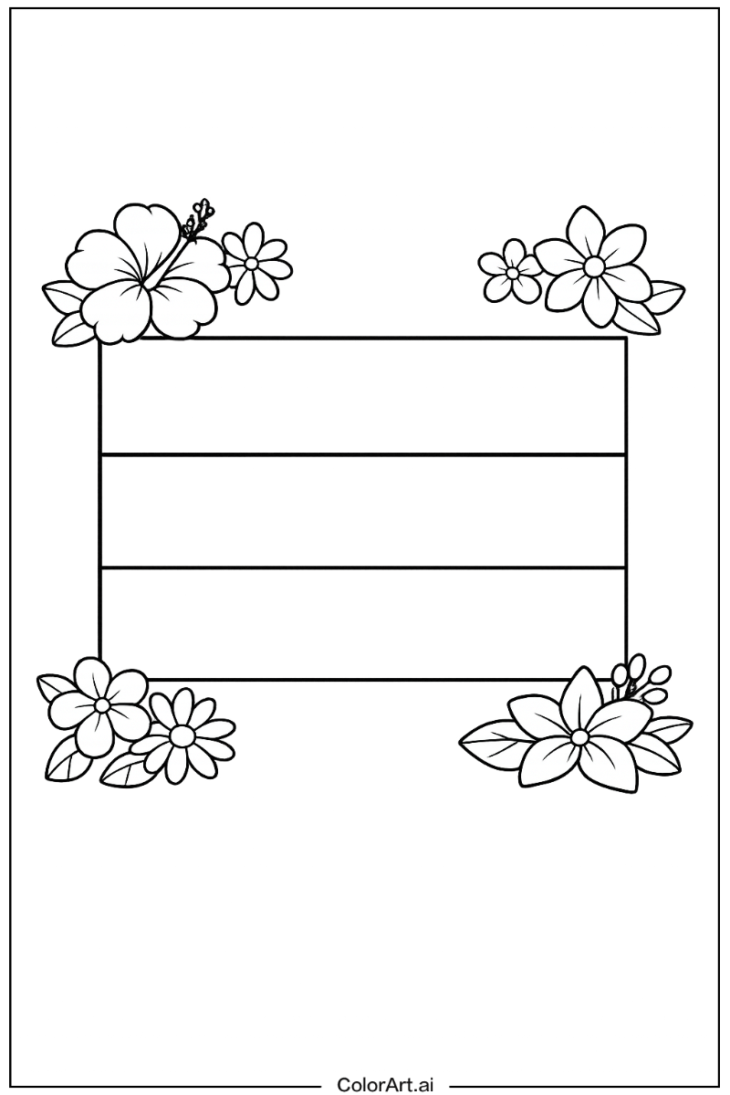 gabon flag with Flowers 3