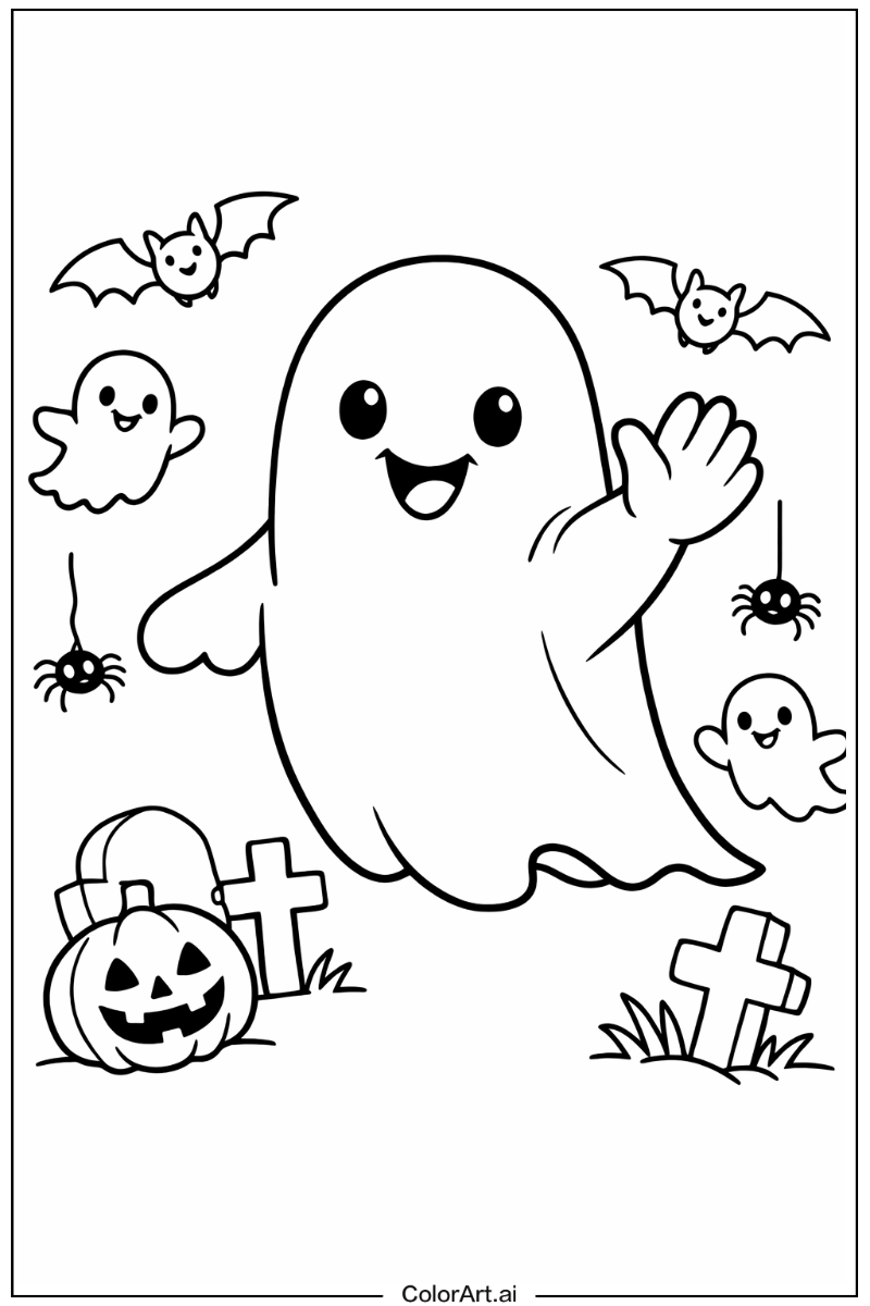 Ghost with Ghost waving Theme