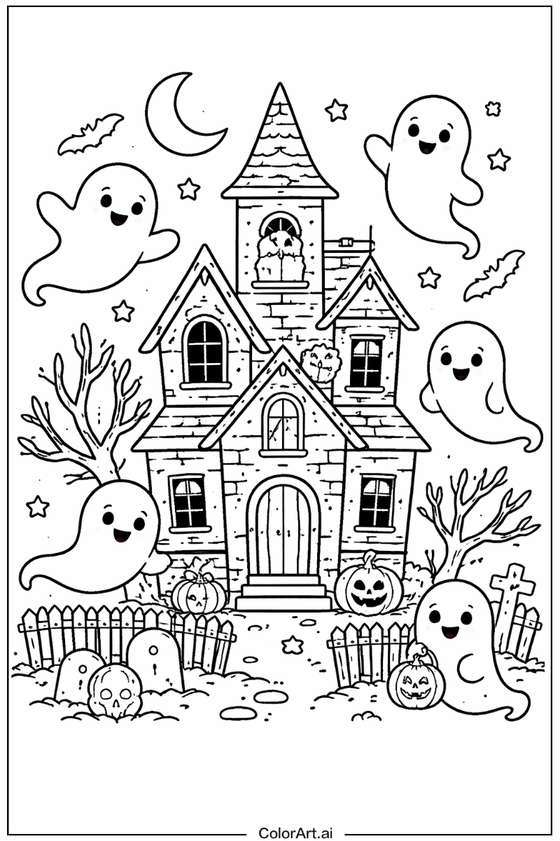 Ghost with Ghost haunted house Theme