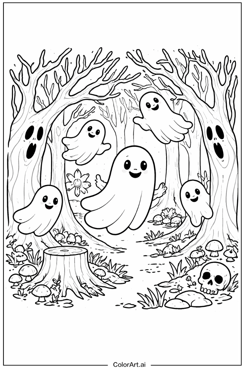 Ghost with Ghost forest Theme