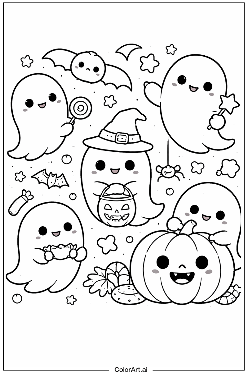 Ghost with Kawaii ghost Theme