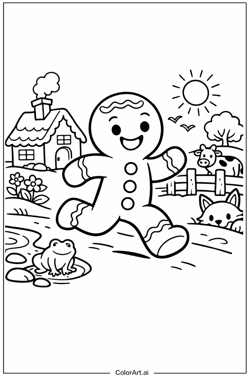 Gingerbread man with Gingerbread man storybook scene Theme