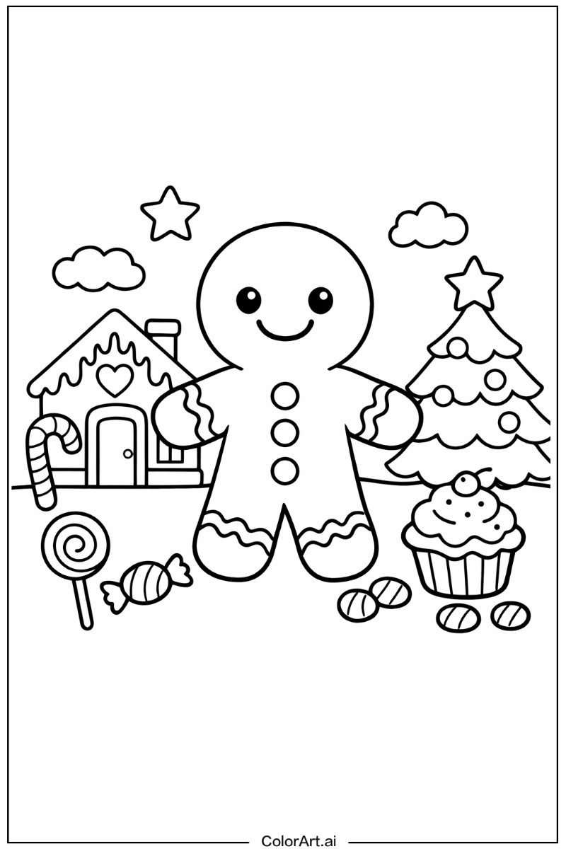 Gingerbread man with Gingerbread man smiling Theme 2