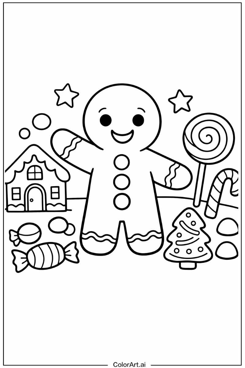 Gingerbread man with Gingerbread man candy buttons Theme 2