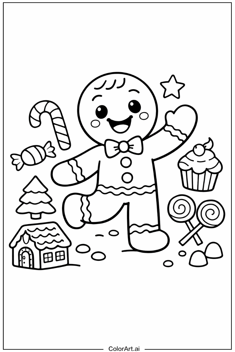 Gingerbread man with Gingerbread man happy mood Theme