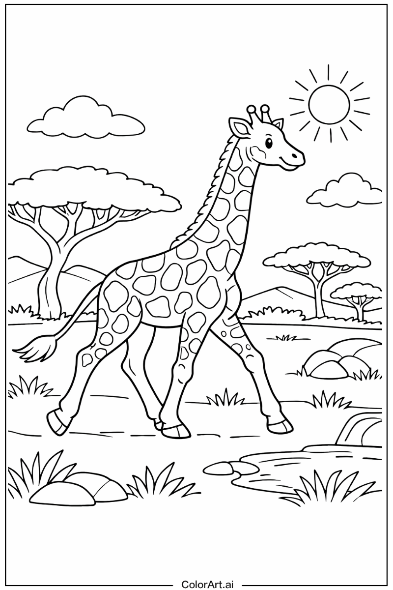 Giraffe with Walking Theme