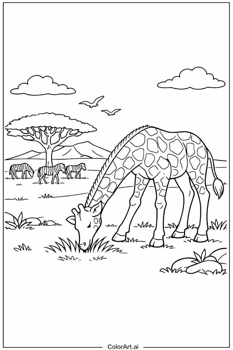 Giraffe with Grazing Theme