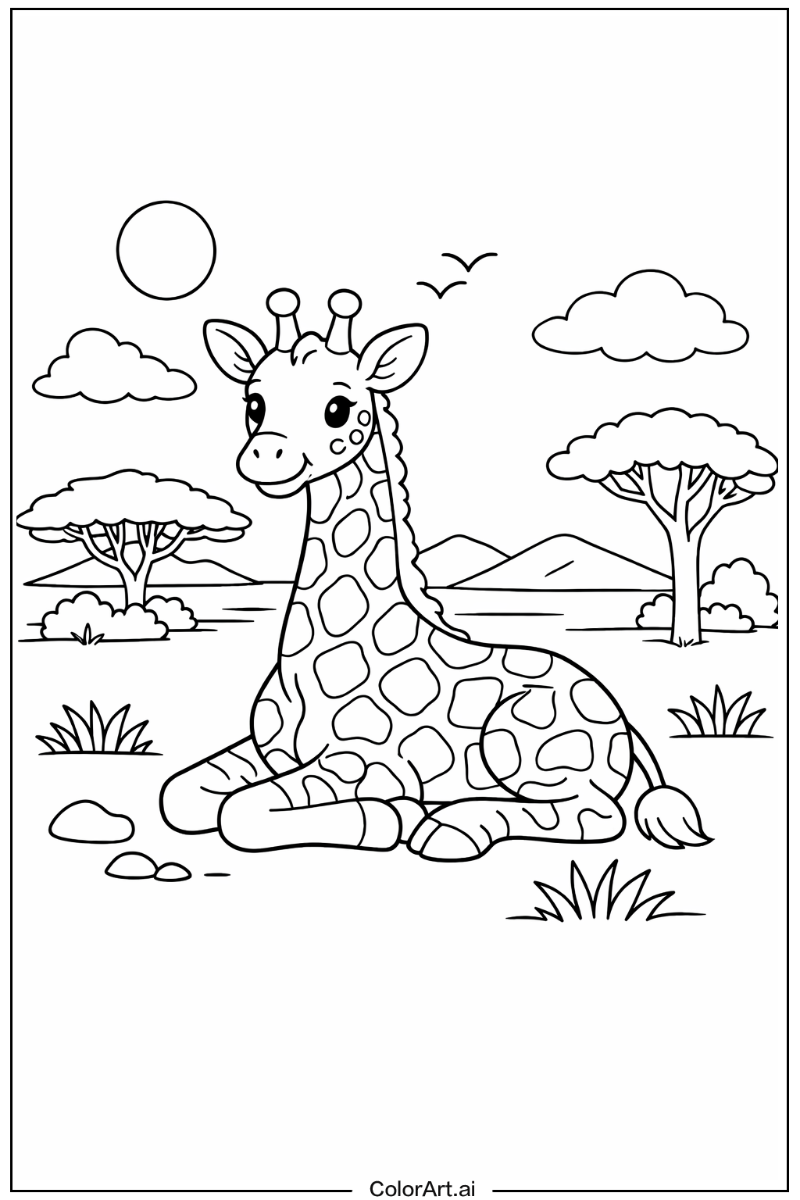 Lying down Giraffe Scene