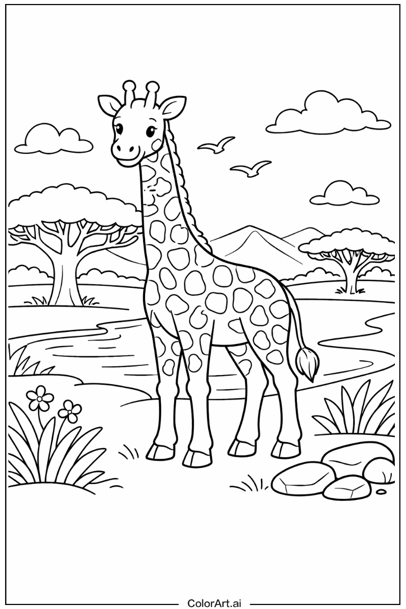 Calm Giraffe Scene