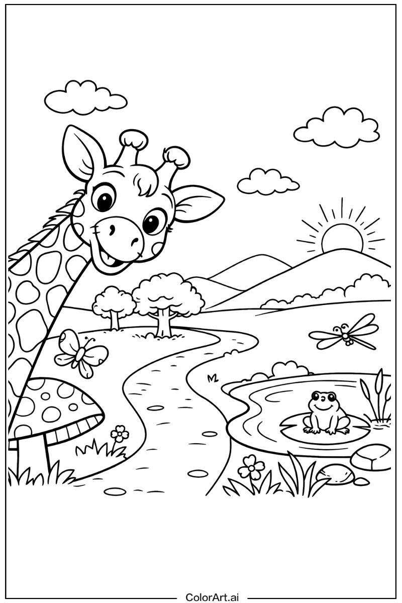 Giraffe with Curious Theme