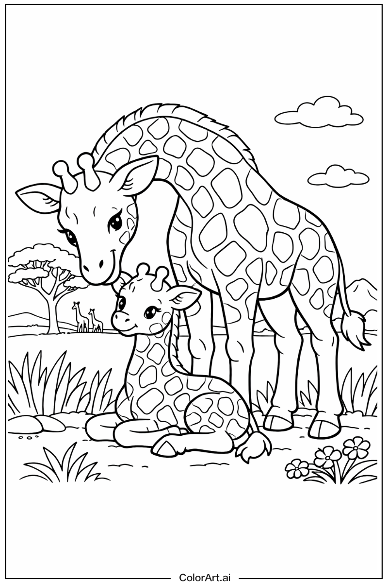 Protective Giraffe Scene