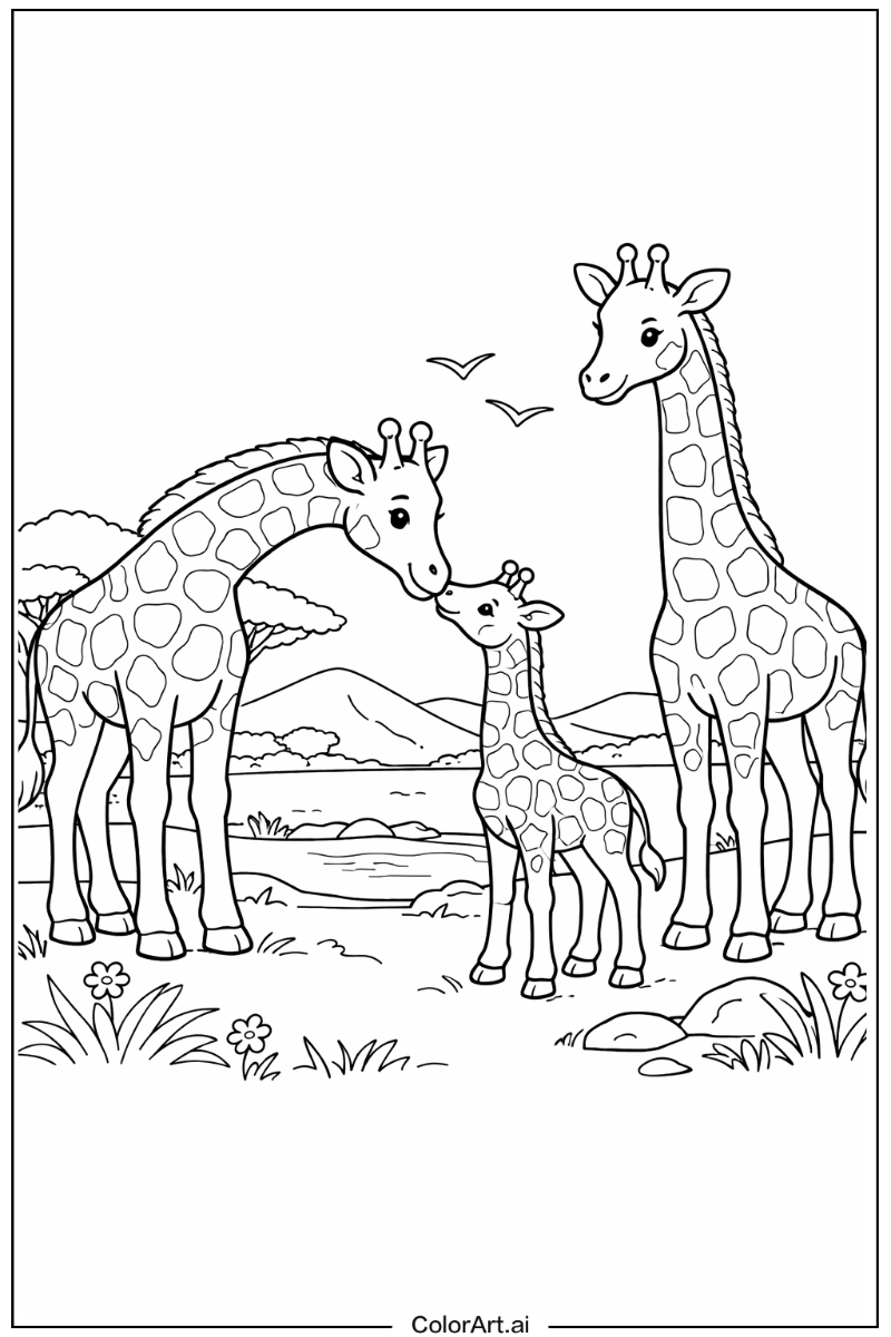 Giraffe with Peaceful Theme