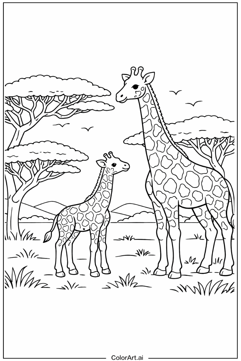 Acacia trees Giraffe Design