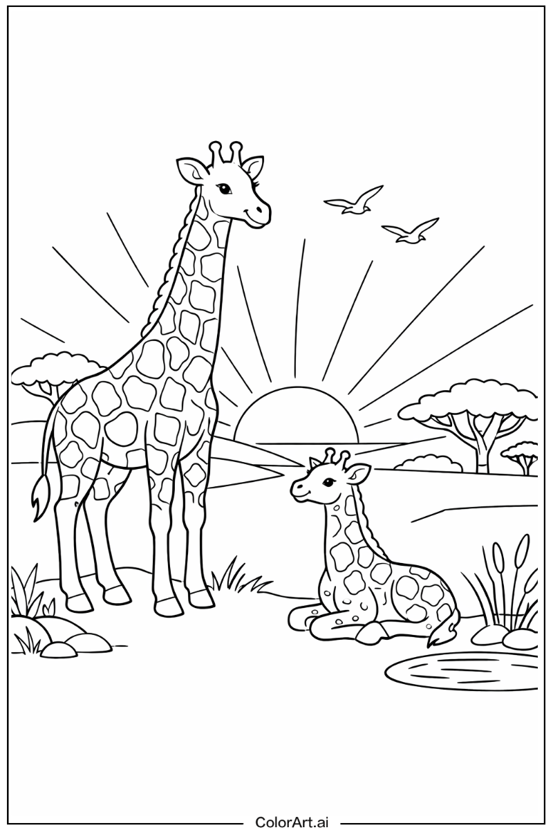 Sunrise scene Giraffe Design