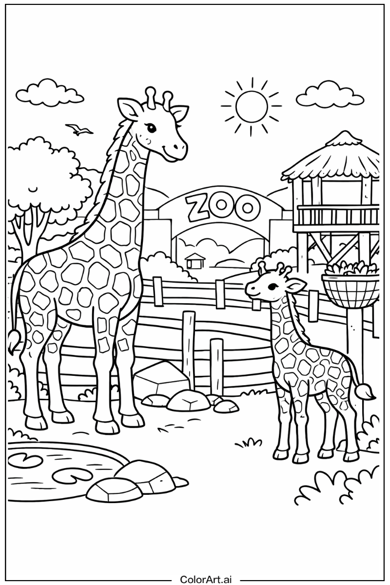 Zoo Giraffe Scene