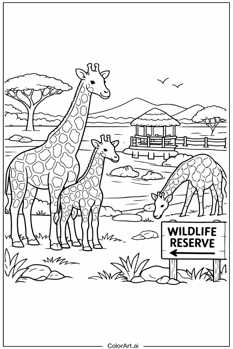 Giraffe with Wildlife reserve Theme