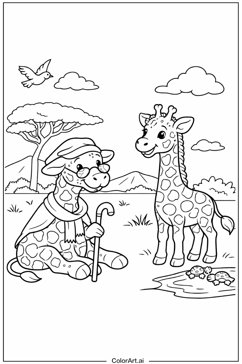 Giraffe with Old giraffe Theme