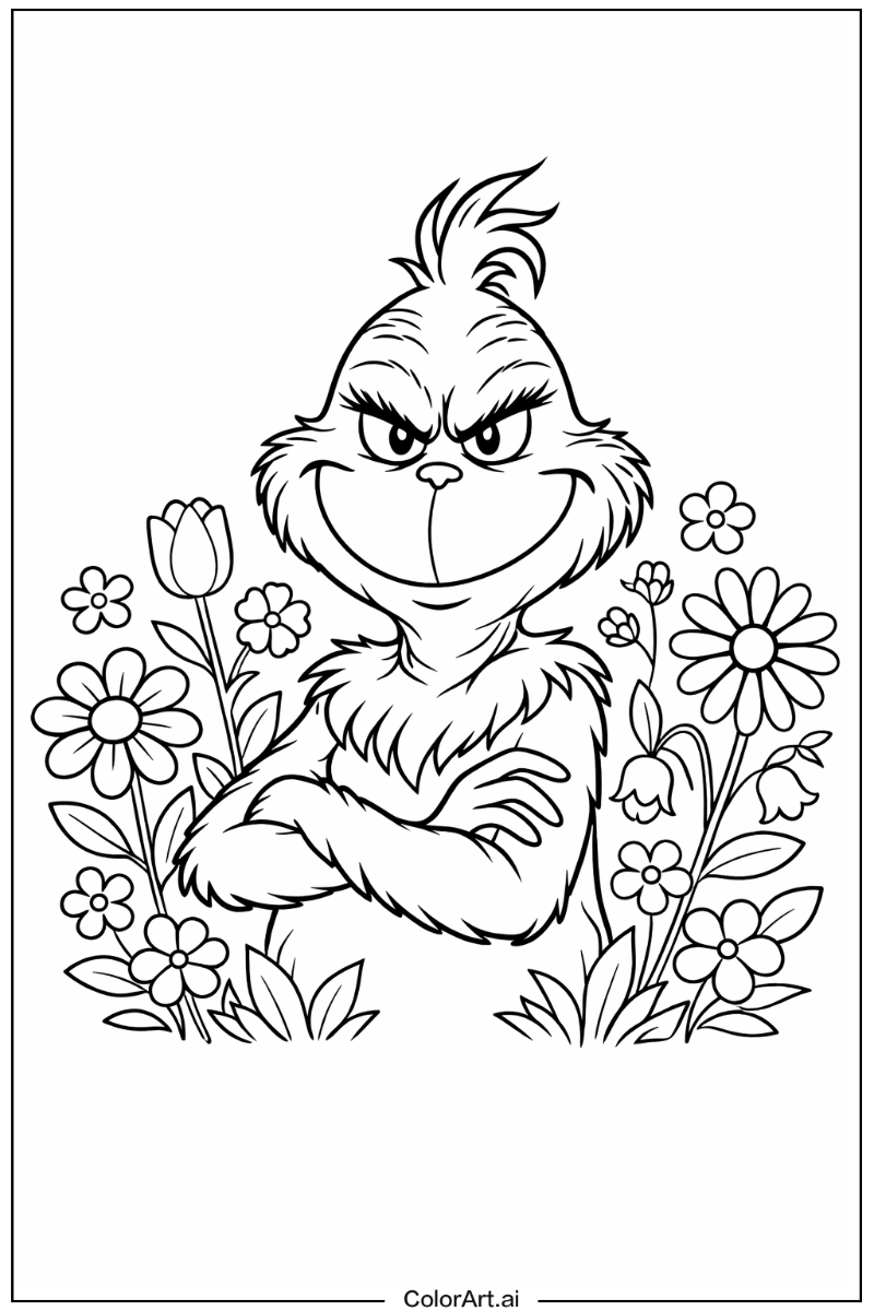 Grinch with Flowers