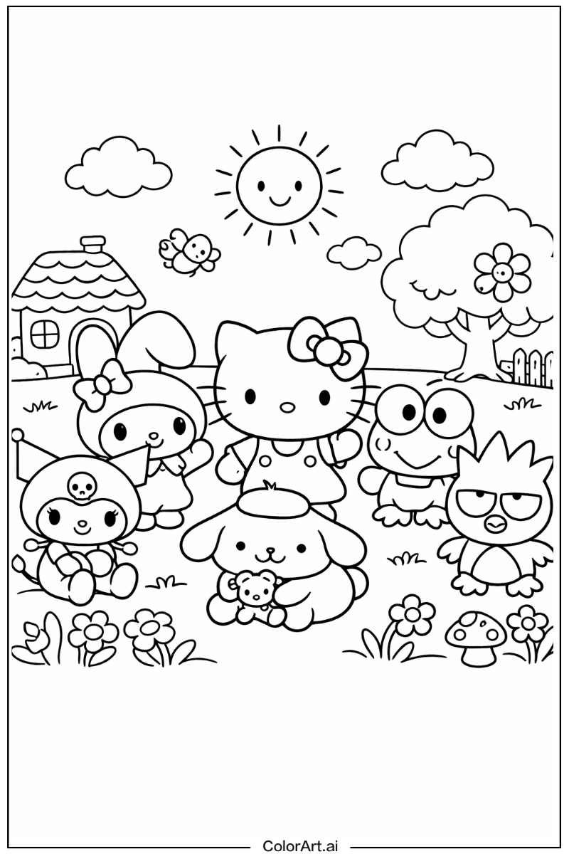 Cartoon friends Hello kitty and friends Scene