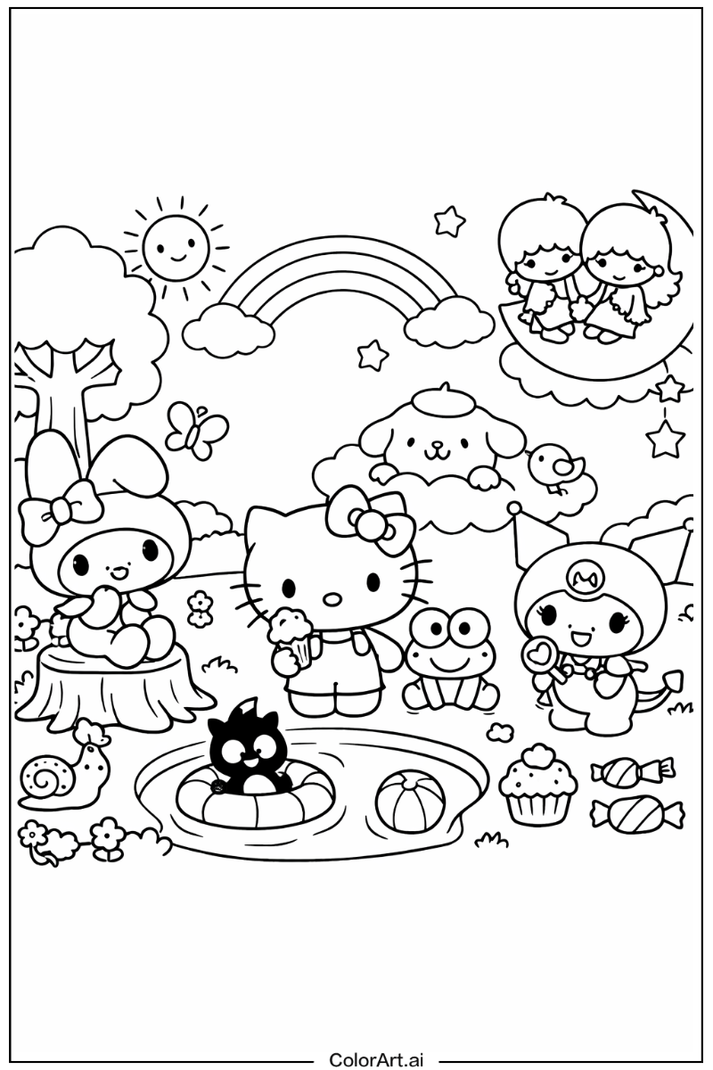 Hello kitty and friends with My melody Theme