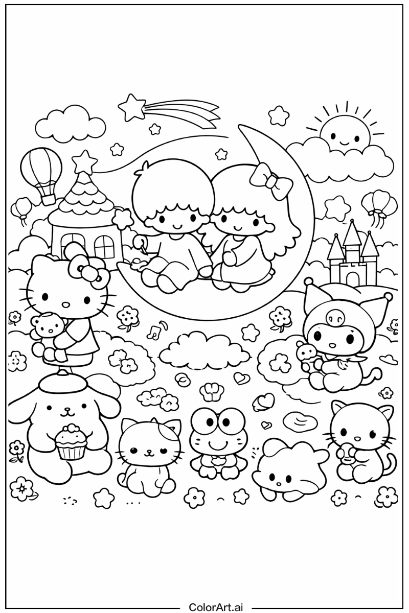 Hello kitty and friends with Little twin stars Theme 2