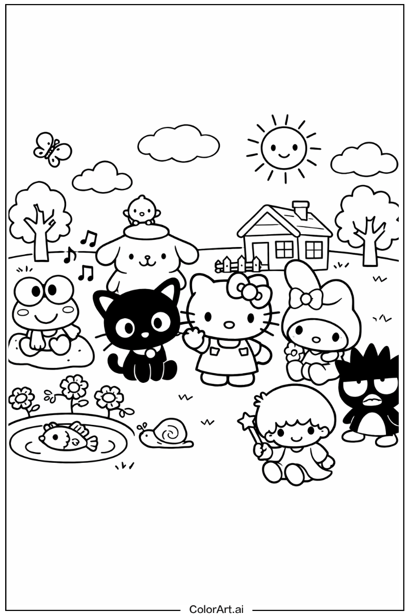 Hello kitty and friends with Chococat Theme 2