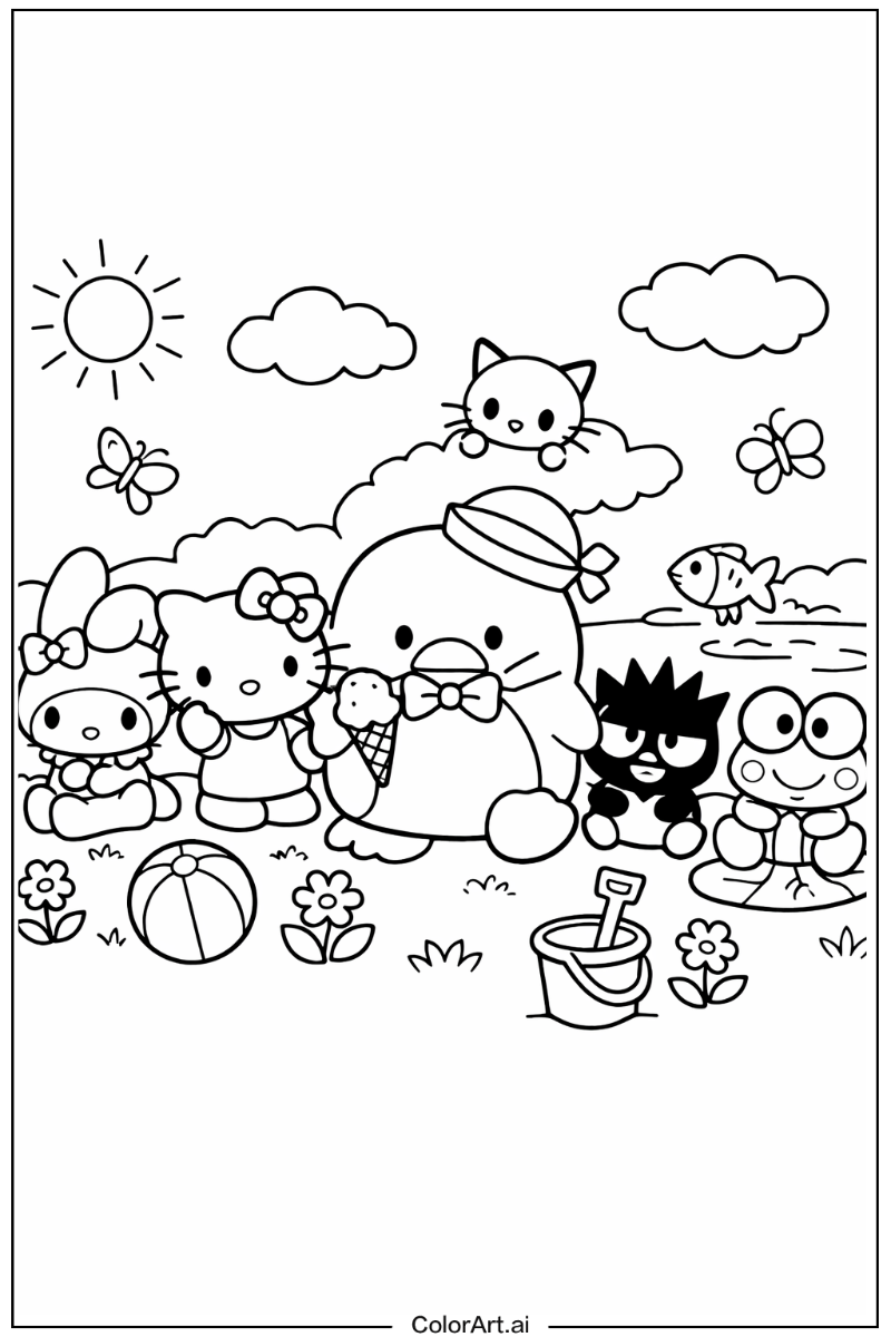 Hello kitty and friends with Tuxedosam Theme 2