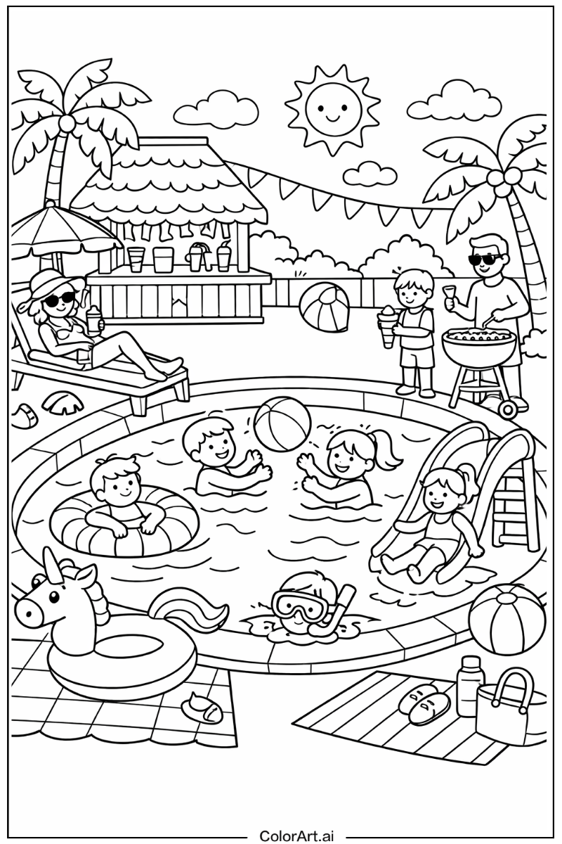 Pool party Holiday Scene