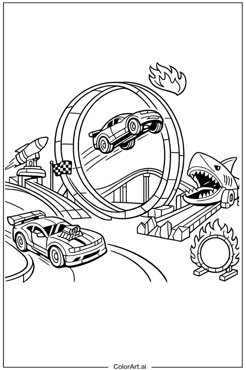 Hot wheels with Hot wheels stunt track Theme 2