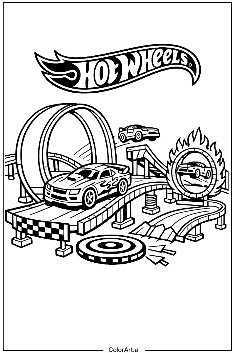 Hot wheels with Hot wheels stunt track Theme