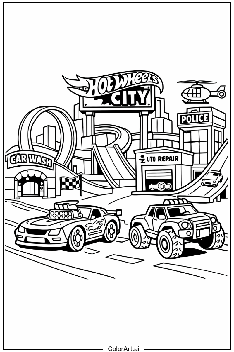 Hot wheels with Hot wheels city Theme