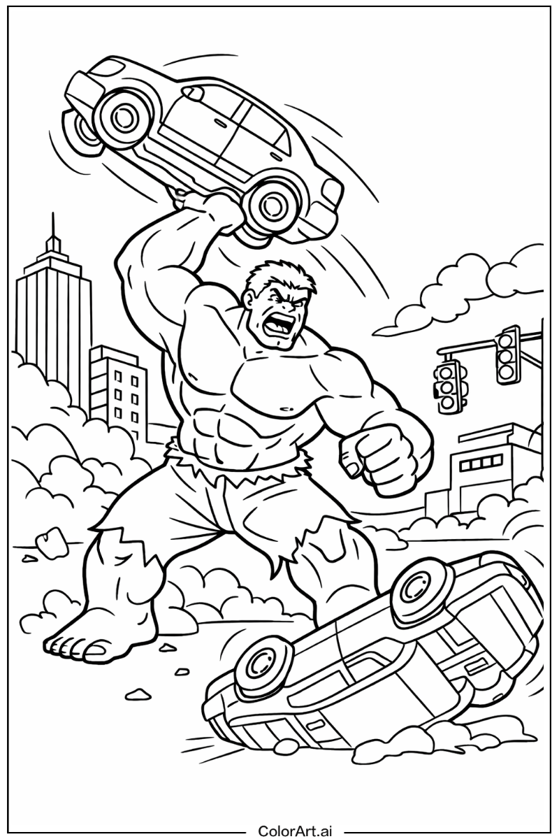 Hulk with Throwing cars Theme