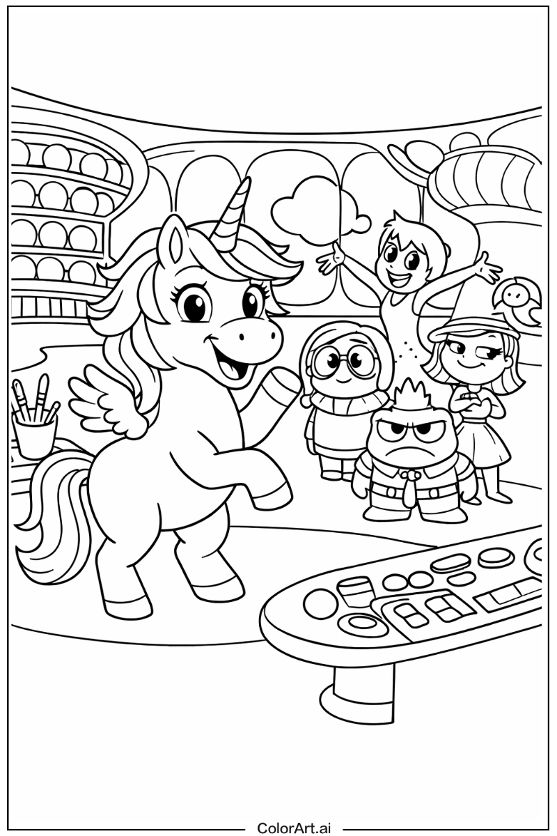 Rainbow unicorn Inside out Scene