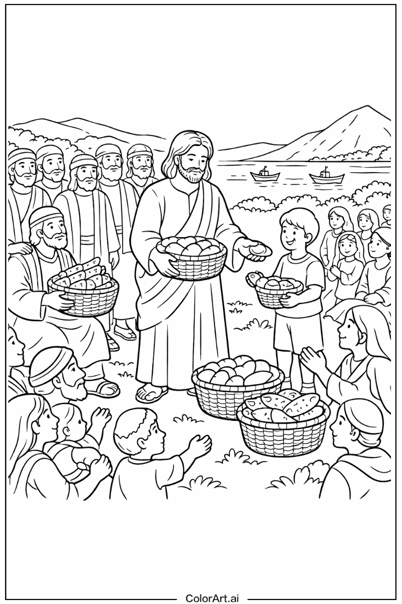 Jesus with Feeding the five thousand Theme