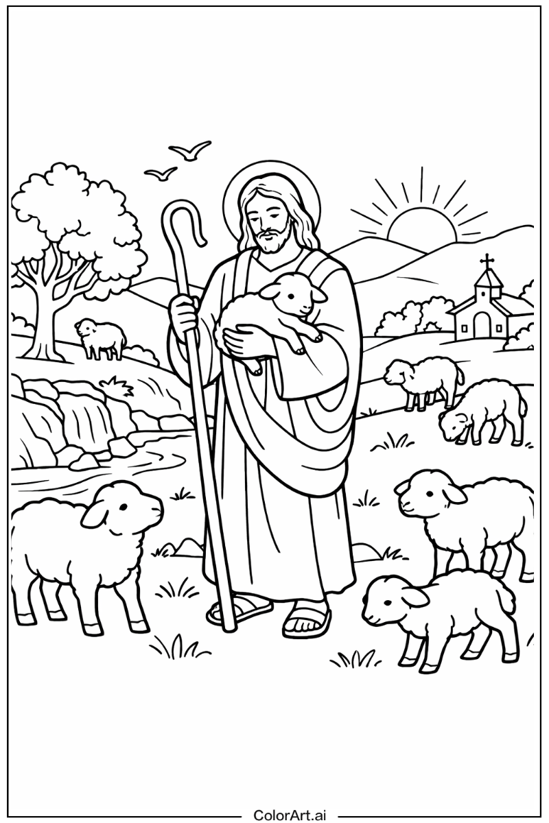 Jesus with Good shepherd Theme