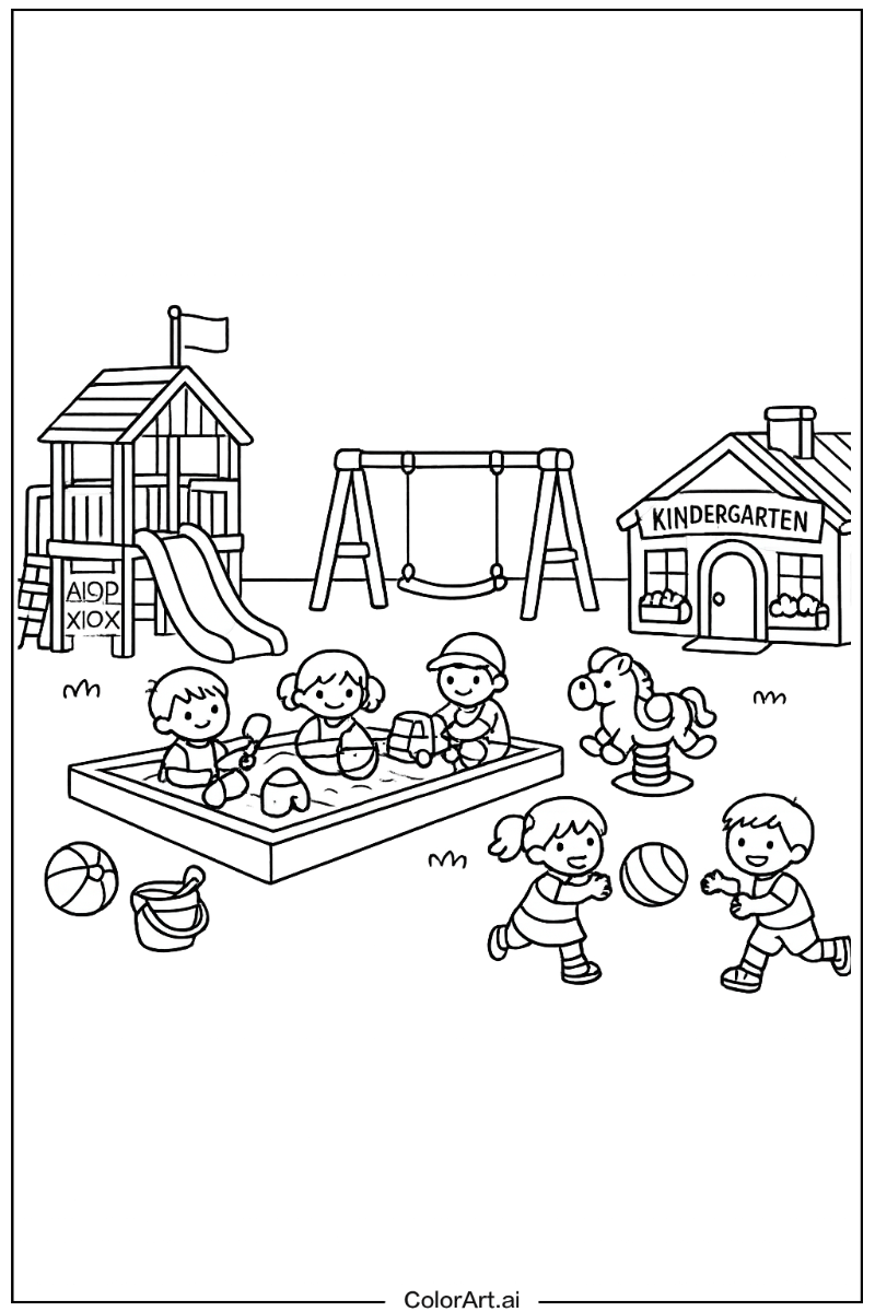 Kindergarten outdoor play Kindergarten Scene