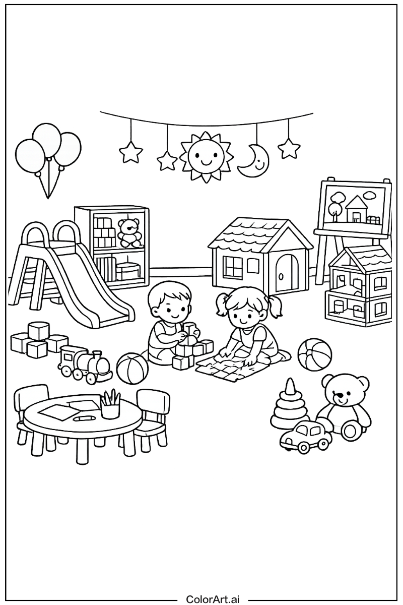 Kindergarten with Kindergarten indoor play Theme