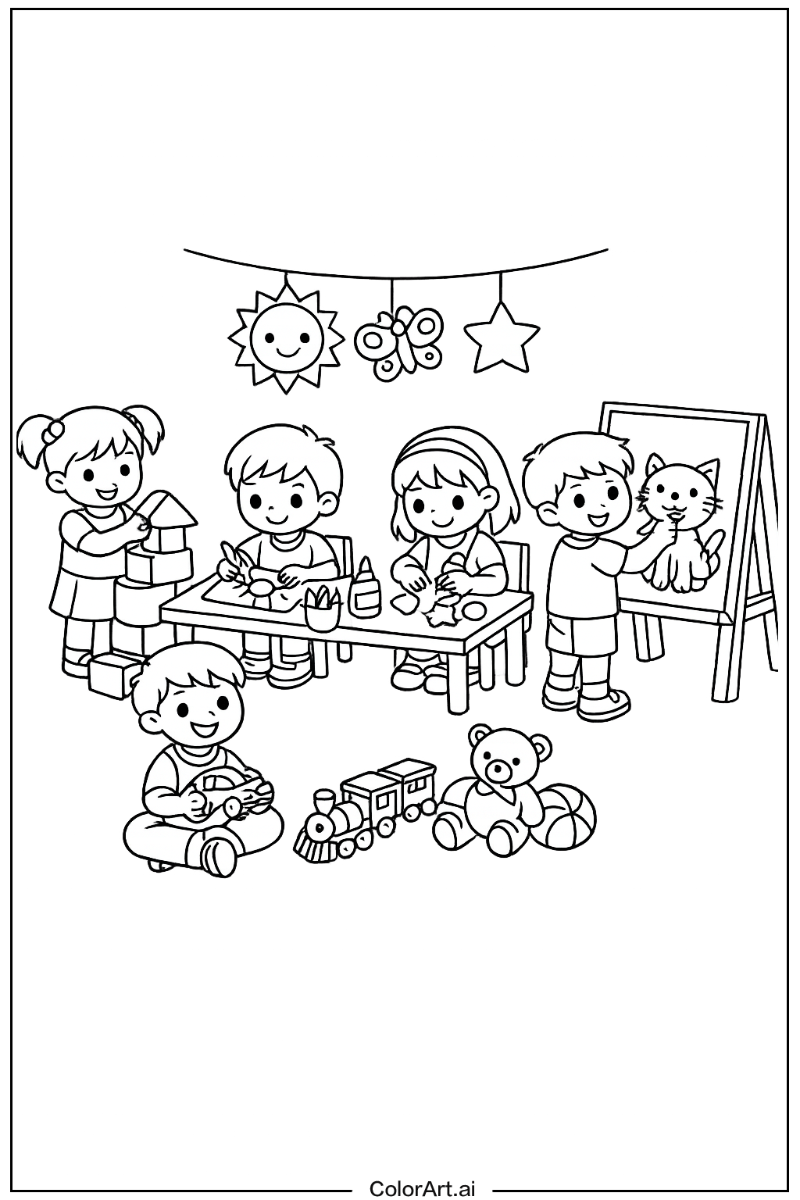 Kindergarten with Kindergarten fun activity Theme